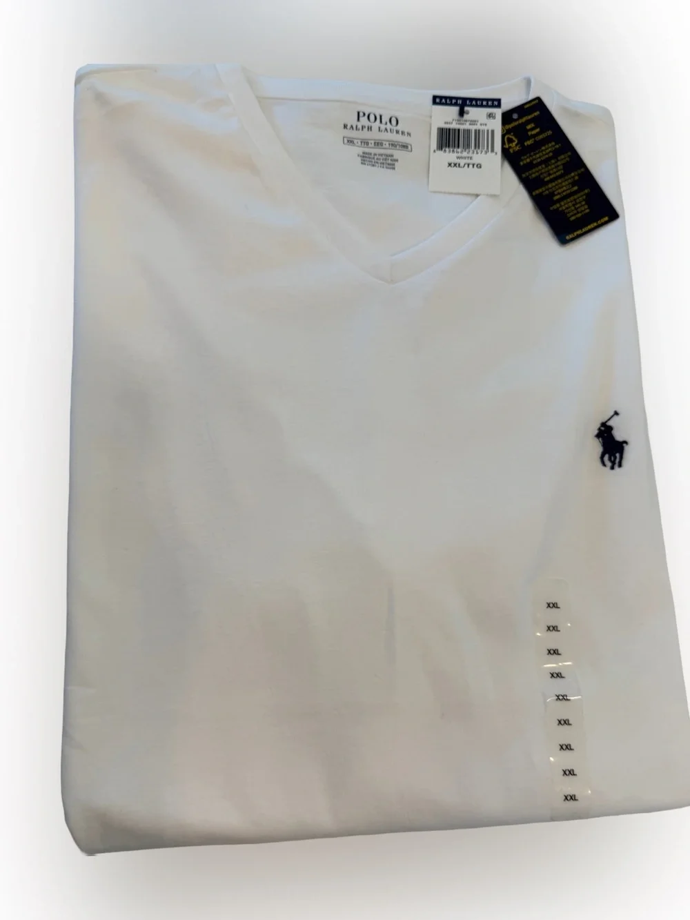 Polo Ralph Lauren Men’s V-Neck Tee Shirt White Sz XXL NWT